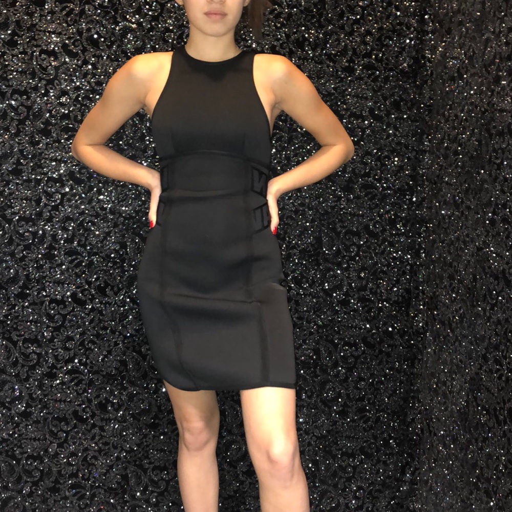 Alexander Wang Black Mini Dress with High Neck
